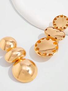 One Pair Of Fation Stud Earrings Clear Surface Chunky Jewelry - Gold - View 4