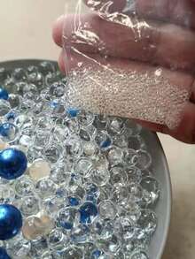 200 克无孔人造浮珠，混合尺寸 10 毫米/16 毫米/20 毫米，用于花瓶填充物、婚礼装饰、浮动蜡烛装饰、家居中心装饰，适合 DIY 婚礼、生日、主题派对、万圣节、圣诞节中心装饰（包括水珠） - 藍色 - 查看 9