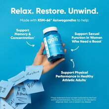 Goli Nutrition Ashwagandha Gummies, Mixed Berry Flavor, 60 Count, Stress Relief, Adaptogen, Vegan Supplement