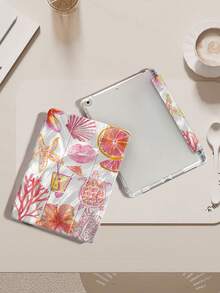 Hibiscus Ocean Pattern Tablet Protective CaseCompatible With IPad 9.7/10.2/10.5/10.9/12.9/Pro 11, 10th Gen,Compatible With Samsung Galaxy Tab S6 Lite 10.4 Inch,Compatible With Kindle Paperwhite 12th Gen 2024,Kindle (11th Generation) 2022 Release,Soft Anti-Fall Protection,Smart Stand/Automatic Wake Up/Sleep - Multicolor - View 3
