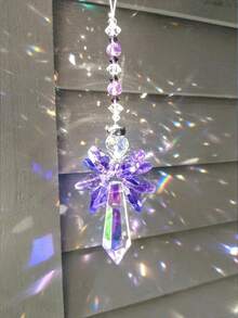 1pc Rainbow Guardian Angel Crystal Suncatcher, Can Be Used As Home/Car Decor, Porch Decor And Hanging Crystal Glass Ornament - Multicolor - View 10
