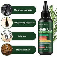 100ml Bottle 7-In-1 Hair Treatment Oil With Castor Oil + Banana Oil + Pumpkin Seed Oil + Peppermint Oil + Biotin + Keratin Moisturizing & Hydrating, Gentle Formula To Repair Dry, Frizzy Hair For All Hair Types & Scalp, Unisex Hair Supplies Hair Care - màu xanh lá - Xem 4