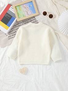 Girls' Solid Color Knit Crew Neck Casual Sweater, Suitable For Daily Casual Wear Or Outdoor Gatherings - White - View 6
