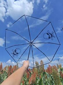 Creative Double-Sided Skull Transparent Umbrella, Minimalist Design, Popular Folding Portable Umbrella, Dark Aesthetic