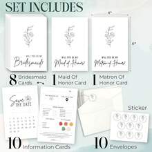 11 Bridesmaid Proposal Card Set - 8 Will You Be My Bridesmaid Card, 2 Will You Be My Maid Of, 1 Matron Of Invitation, Asking Bridesmaid Proposal Gifts Ideas - 貼紙伴娘求婚卡 - 查看 2