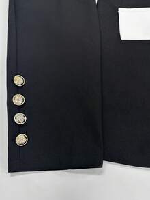 1 Set Women's Contrast Color Patchwork Fashionable Blazer Jacket And Pants Suit Spring - Multicolor - View 5