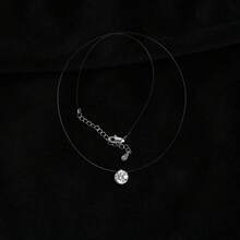 1 件精美璀璨的 1/2/3 克拉莫桑石美人鱼泪项链，S925 纯银简约圆形隐形链项链，适合日常佩戴和派对 - 無色 - 查看 4