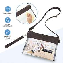 Back To School Stadium Approved Clear Crossbody Purse – Transparent PVC Shoulder Bag With Adjustable Strap - màu nâu - Xem 3