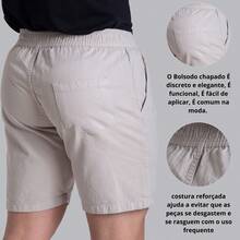 Kit 4 Shorts Sarja Mauricinho Men's Quality Bermuda Denim Men's Beachwear - 黑色/米色/海軍藍/粉紅色 - 查看 5