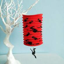 1pc Halloween Accordion Lantern, Haunted House Bar Decor, Random Style Pumpkin Lantern Hanging Ornament, Foldable Paper Lantern