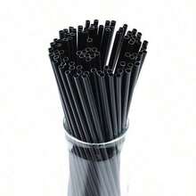 50 Pcs  Exquisite Tea Control Is A Must-Have! Independently Packaged Black Straw With Dark Texture And Hidden Details, Providing A Sense Of Ceremony And Hygiene When Drinking Coffee And Milk Tea - 黑色 - 查看 4