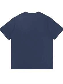 Women's Casual Round Neck Short Sleeve T-Shirt With Classic Game Controller Design Print - Màu xanh hải quân - Xem 2