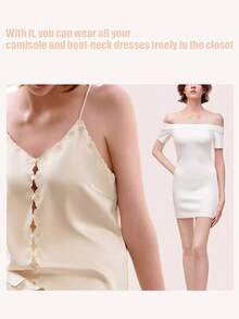 TSLBNRIO 12/16/22片装女士夏季硅胶乳贴礼盒，防滑，乳贴，隐形胸垫，胸贴，无肩带文胸，粘性文胸，无缝，适用于婚礼、工作装、连衣裙、泳装、比基尼、露背装、晚礼服，可水洗重复使用 - 杏色 - 查看 7