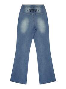 NVFelix 新款女士秋季印花喇叭牛仔裤 - 休闲百搭款式，带口袋