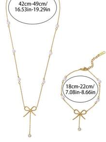 1 Peça de Colar Design de Nicho Ins, Colar e Pulseira com Laço e Borla, Uma Corrente de Clavícula Famosa na Internet, Elegante e da Moda, Adequada para Senhoras Usarem no Dia a Dia e em Festas.