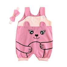 Conjunto Macacão Jardineira + Laço de Cabelo – Bebê Menina Estampa de Ursinho Tam RN a 03 Meses - Rosa empoeirado - Visão 6