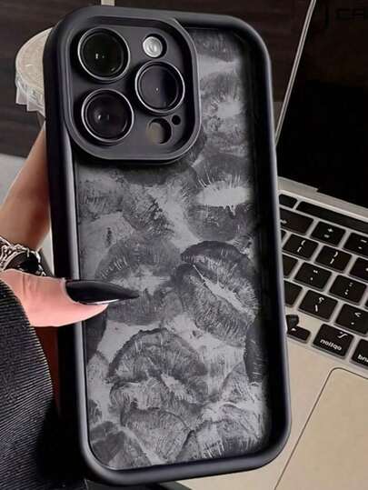1PC Black Lips Design Shock-Absorbing Phone Case Compatible With IPhone 15/15 Pro Max/14/13/12/11/7/8/XS/11 Pro, Also Compatible With Samsung Series Waterproof Anti-Fall Scratch Resistant