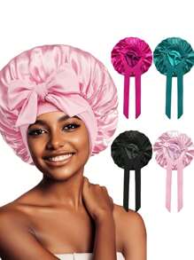 1pc Luxurious Satin & Silk Bonnet For Sleeping - Adjustable Comfort Fit With Tie Band - Unisex Night Hair Protection For Men & Women Home Bathroom Decor Spring Summer Autumn Winter Shower Towels For Beauty Salon, Hotel Sports,Home Essentials, Towel, Skin Care