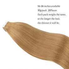 20pcs Straight Thick Tape In  Remy Human Hair Extension For Salon  Dark Brown Color 2# 16-26 Inches Silk Straight Double Side Seamless Skin Weft Hair Extension ,Feel - Easy To Apply And Reuse, High Quality Natural Style Tape In Hair  Extentions - S12 - Xem 3