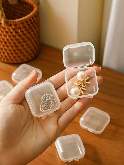 10 Transparent Plastic Small Square Boxes, Jewelry Storage Boxes, Pen Tip Storage Boxes, Earplug Storage Boxes, False Eyelash Storage Boxes, Earring Boxes, Classified Storage, Ring Storage Boxes, Small Medicine Boxes, Clear At A Glance, Suitable For Home, Work, Going Out, And Travel.