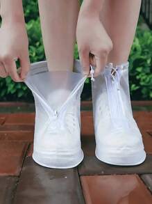 1/2Pairs Transparent Plastic Drawstring Waterproof Rain Shoe Covers, Various Sizes, Non-Slip,3/5/10Pairs, Waterproof And Dustproof Reusable Shoe Covers, Outdoor Accessories, Suitable For School, Office, Home, Travel, Shoe Storage