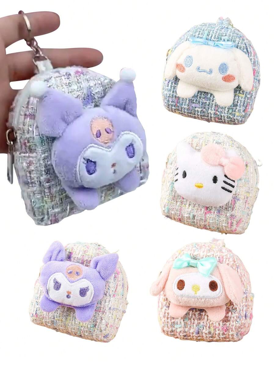 Sanrio Hello Kitty Kuromi Cinnamoroll My Melody Schlüsselanhänger Aufbewahrungstasche Schlüsselanhänger Taschen Puppe 3D Design - Schlüsselanhänger für Kopfhörer, Karten und Münzen Münzbörse Partygeschenk