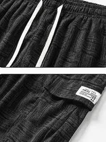 Men's Outdoor Straight Leg Pants, Loose Plaid Pattern, Suitable For Autumn/Winter - Black - View 4
