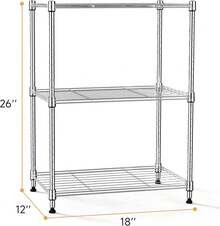 IZEUK 3 Tier Shelf, Heavy Duty Steel Wire Shelving Unit For Home, Kitchen, Laundry Room Organization, Office Storage Rack (17.7" W X 11.8" D X 26.3" H, 450LBS, Chrome) - màu đen - Xem 11