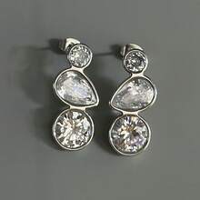VKHK 1 Cặp bông tai đính pha lê thép không gỉ mạ vàng 18K sang trọng, phù hợp cho trang phục hàng ngày và trang phục cưới của phụ nữ, quà tặng - Hoa tai - Xem 7