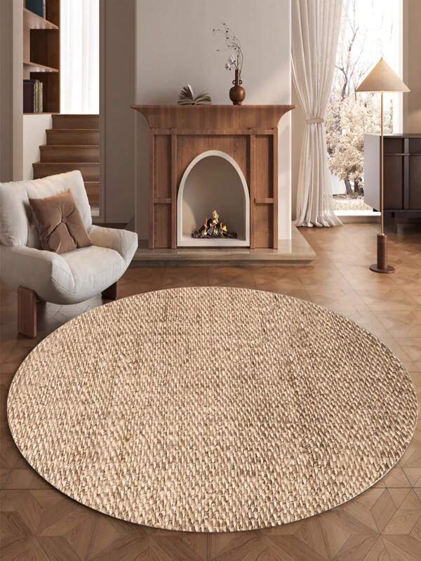 1pc Faux Woven Velvet Round Rug, Suitable For Living Room, Dining Room, Study, Bedroom, Kitchen And Other Entryway Decor, Bedroom Rug, Living Room Rug