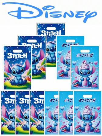 Takara Tomy 20pcs Party Gift Bag Plastic Stitch Candy Bag Angel Goodie Gift Bags Birthday Party Decor Supplies