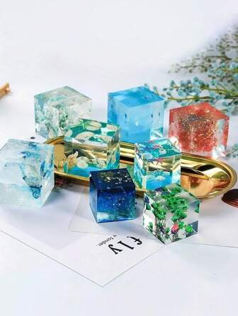 Cube Silicone Mold - Suitable For Crystal Cube Making, Soap Making, Home Decoration Making, DIY Handmade Crafts Making, Suitable For Handmade Art Enthusiasts. Adding Some Decorations During Production Makes It More Perfect And Can Be Used As A Thoughtful Gift