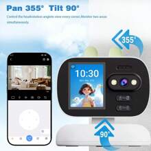 智能 WiFi 室内安全摄像头，家庭安全摄像头，具有双向视频通话、时间显示、WiFi 连接，包括运动跟踪、彩色夜视、远程 PTZ 控制功能、USB 电源，适用于婴儿护理、宠物监控、老人护理和家庭安全。 - 白色 - 查看 6