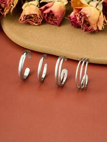 4pcs Adjustable Toe Rings, Women's Open Toe Rings, Knotted Toe Rings, Summer Beach Foot Jewelry, Inlaid Zirconia, Silver/Gold/Rose Gold - Multicolor - View 2