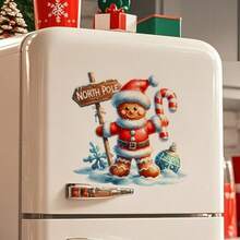 Autocolant de perete festiv de Crăciun cu turtă dulce - Autoadeziv, decorațiune de sărbători ușor de aplicat pentru dormitoare, băi și toalete, design vesel cu turtă dulce și pălărie de Moș Crăciun și baton de bomboane, perfect pentru decorul casei de sărbători, artă murală festivă | Decor festiv vesel | Artă murală decorativă, decorațiuni de Crăciun cu turtă dulce