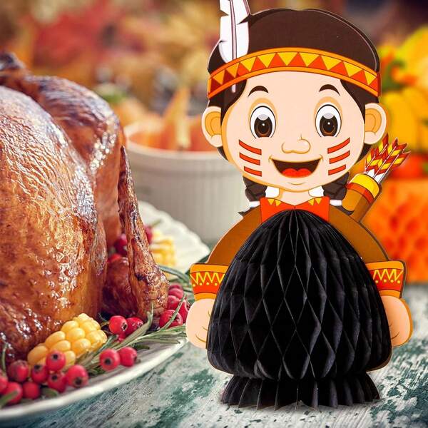 1pc Cute Cartoon Girl Thanksgiving Paper Cutting Decoration, Spring/Autumn Theme Party Supplies For Home, School, Classroom, Holiday DIY Craft