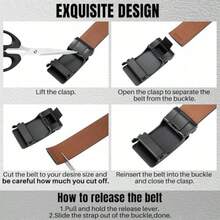 WOTOW 2 Pack Men's Ratchet Leather Belts Adjustable Buckle Belts Ideal For Father's Day Birthday Valentine's Day