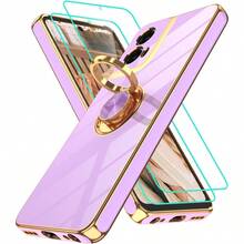 Motor Moto G 5G 2024 Case: Moto G Play 5G 2024 Case Wit 2Pcs Screen Tector360 Tion  Older  Kickstand Plating Gold Edge Soft TPU Tective Cover Lig Purple