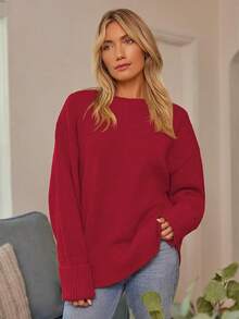 Women's Oversized Sweaters Fuzzy Chunky Warm Pullover Sweater/Vacation Outfits Women/Valentine Outfits For Women - 寶石紅 - 查看 4