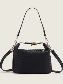 Bolso de mano tejido de piel sintética para mujeres, bolso de moda tipo tote, bolso casual cuadrado pequeño para el hombro, monedero ligero, adecuado para chicas, damas, estudiantes universitarias, jóvenes profesionales, versátil para combinar con atuendos