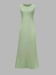 ANCHOSE Women's Middle Eastern Elegant Sleeveless Maxi Dress And Bowknot Long Cardigan Two Pieces Set - Bean Paste Green - View 4