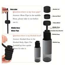 Portable Hookah Set, Single Hose Water Pipe, Multi-Purpose Hookah Bowls, Smoking Accessories, Wind Cover.Mini Hookah Shisha, Car Hookah, To Go Hookah Cup. Travel Hookah.Shisha Hookah.Hooka (Black) Boy Valentine Heart Women's Valentine - Black - View 9