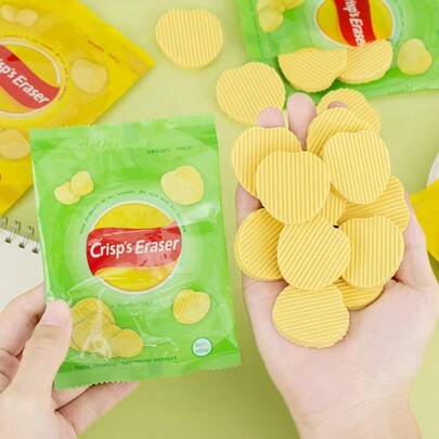 Conjunto de 4 borrachas em formato de batata frita, conjunto criativo de borrachas em formato de batata frita, papelaria infantil criativa, ferramenta divertida para alívio do estresse, presente de recompensa para a sala de aula, presente de volta às aulas, material escolar, papelaria de escritório, presente de abertura da temporada