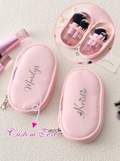 Set personalizado de 10 piezas de bolsas de maquillaje, bolsa de maquillaje mini, regalo para dama de honor, entusiasta del maquillaje, set de bolsas de maquillaje, despedida de soltera, regalo para mujer, regalo para profesora, brochas de maquillaje con cerdas densas y amigables con la piel, adecuadas para pieles sensibles, apropiado para todas las mujeres, se puede regalar a amigas, compacto y portátil, adecuado para viajes de negocios y viajes