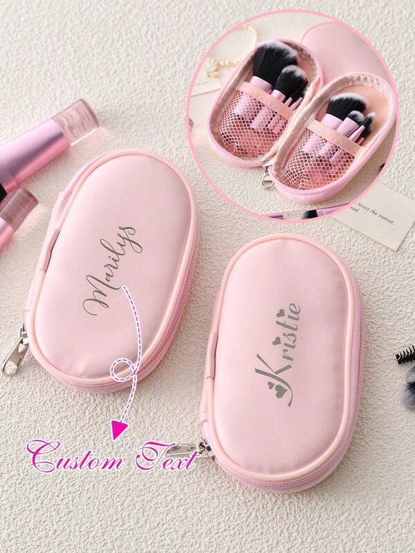 Personalized Makeup Bag 10-Piece Set, Mini Makeup Bag, Bridesmaid Gift, Makeup Enthusiast, Makeup Bag Set, Bachelorette Party, Women's Gift, Gift For Female Teacher, Makeup Brushes, With Dense And Skin-Friendly Bristles Suitable For Sensitive Skin, Suitable For All Women, Can Be Given As Gifts To Friends, Compact And Portable, Suitable For Business Trips And Travel