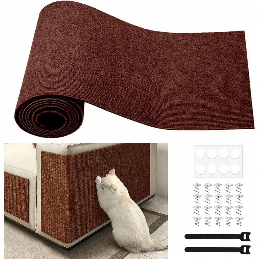 Extra Large Cat Scratch Protector 15.7"X78.7" - Self-Adhesive Furniture Guard For Sofa, Carpet & Leather - Trimmable DIY Pet Protection Mat For Couches, Chairs & Cat Trees (Khaki) - màu nâu - Xem 1