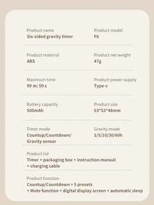 1pc Rechargeable 500mAh Kitchen/Study/Game Timer, 1/5/10/30/60min Hexagon Desk Flip Rotary Loop Productivity Timer Cube Big Screen Countdown Visual Pomodoro Timer, , A Great Gift