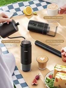 CLITON 3-In-1 Premium Portable Coffee Set: Rechargeable Espresso Machine + Electric Coffee Grinder + Milk Frother - Complete Camping And Travel Set, Elegant Gift Box Packaging, Suitable For Holidays, Kitchen And Coffee Lovers