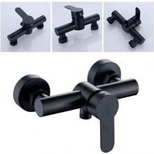 304 Stainless Steel Shower Arm - Bathroom Hot And Cold Water Shower Mixer - Black - 黑色 - 查看 1