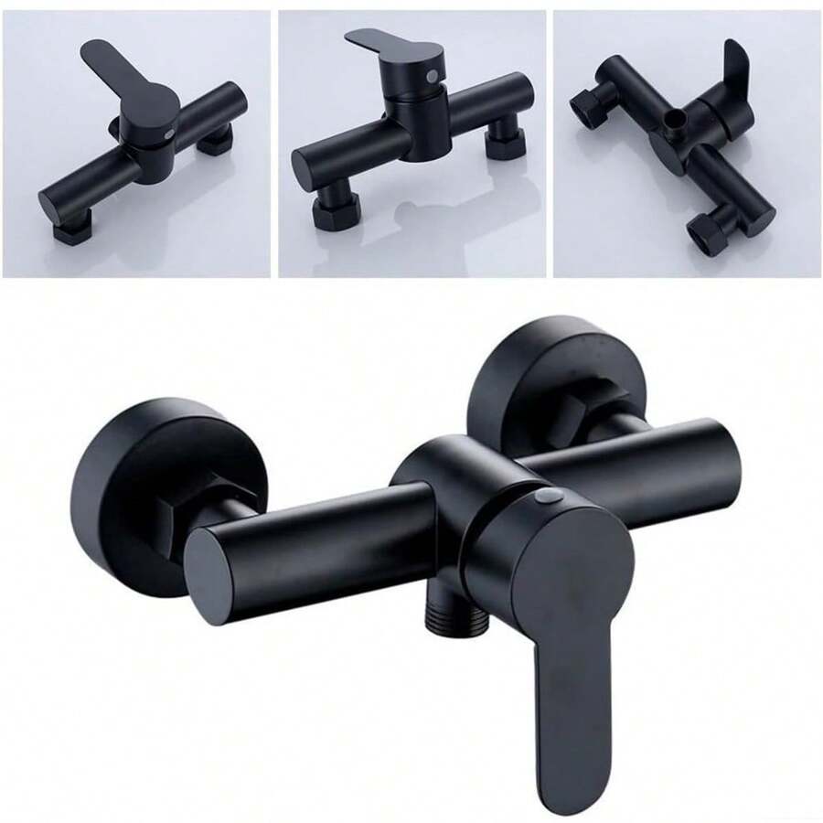 304 Stainless Steel Shower Arm - Bathroom Hot And Cold Water Shower Mixer - Black - 黑色 - 查看 1